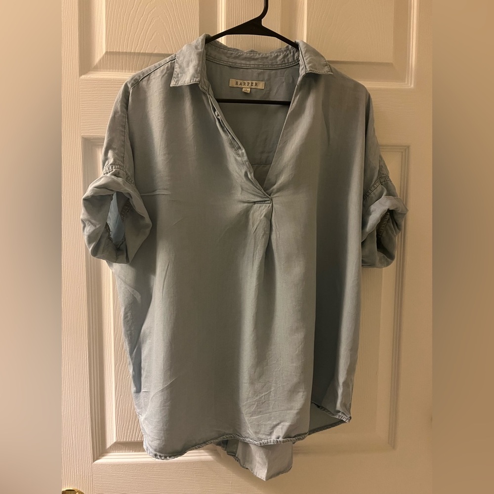 Harper Brand Large Light Blue Blouse.